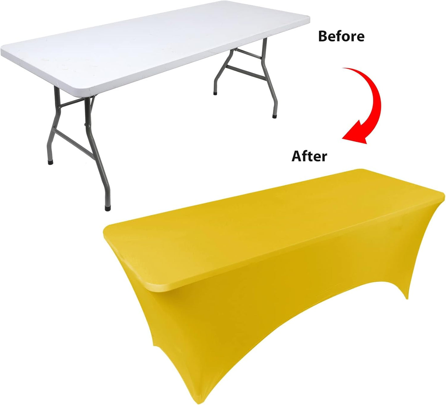 4ft Stretch Spandex Fitted Table Cloth for 4 Foot Tables | GRS-Certified Eco-Friendly Fabric, Elastic Fit Rectangle Tablecloth, Washable, Wrinkle-Free, For Events & Parties