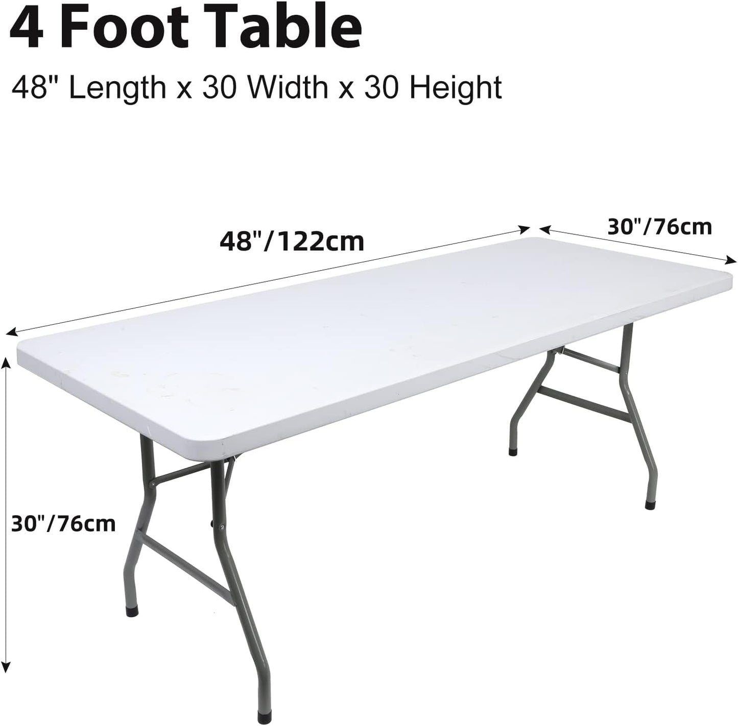 4ft Stretch Spandex Fitted Table Cloth for 4 Foot Tables | GRS-Certified Eco-Friendly Fabric, Elastic Fit Rectangle Tablecloth, Washable, Wrinkle-Free, For Events & Parties