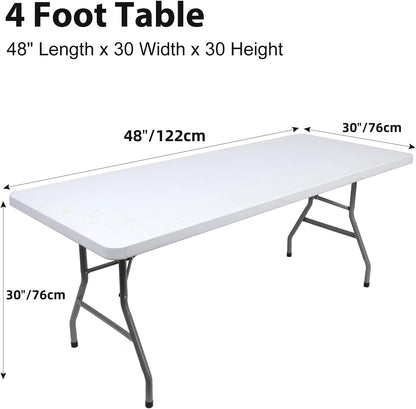 4ft Stretch Spandex Fitted Table Cloth for 4 Foot Tables | GRS-Certified Eco-Friendly Fabric, Elastic Fit Rectangle Tablecloth, Washable, Wrinkle-Free, For Events & Parties