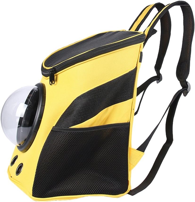Pet Durable Nylon Carrier Bag Cat Dog Traveler Bubble Backpack (Yellow)