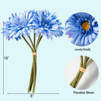 TOPIA Artificial African Daisies Flowers African Daisy Silk Flowers Artificial Gerbera Daisies Pack of 10 (Yellow)