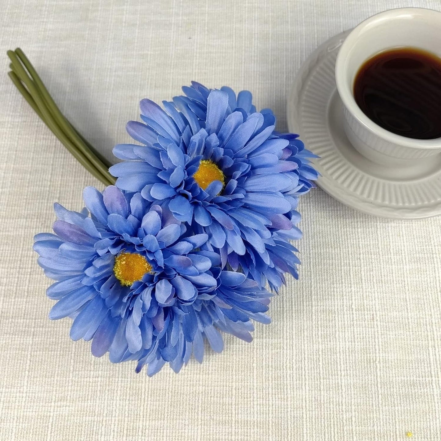 TOPIA Artificial African Daisies Flowers African Daisy Silk Flowers Artificial Gerbera Daisies Pack of 10 (Yellow)