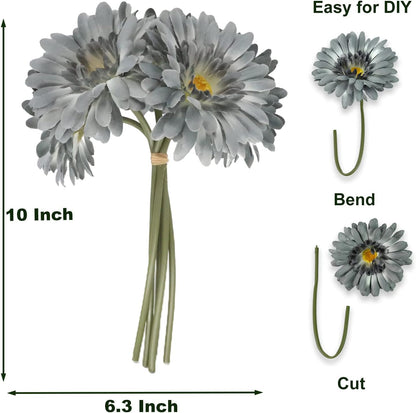 TOPIA Artificial African Daisies Flowers African Daisy Silk Flowers Artificial Gerbera Daisies Pack of 10 (Yellow)