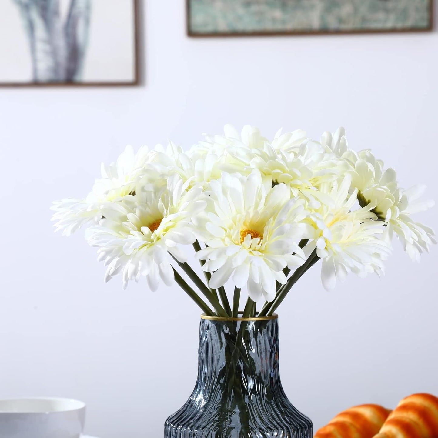 TOPIA Artificial African Daisies Flowers African Daisy Silk Flowers Artificial Gerbera Daisies Pack of 10 (Yellow)