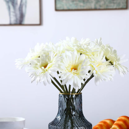 TOPIA Artificial African Daisies Flowers African Daisy Silk Flowers Artificial Gerbera Daisies Pack of 10 (Yellow)