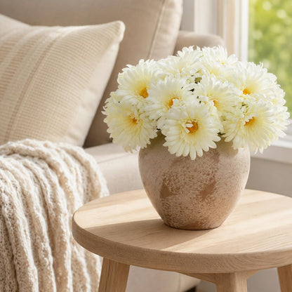 TOPIA Artificial African Daisies Flowers African Daisy Silk Flowers Artificial Gerbera Daisies Pack of 10 (Yellow)