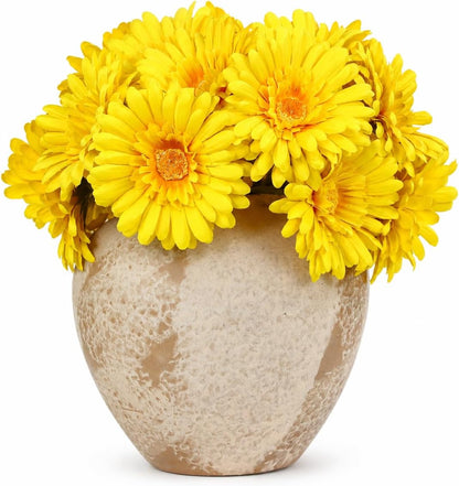 TOPIA Artificial African Daisies Flowers African Daisy Silk Flowers Artificial Gerbera Daisies Pack of 10 (Yellow)