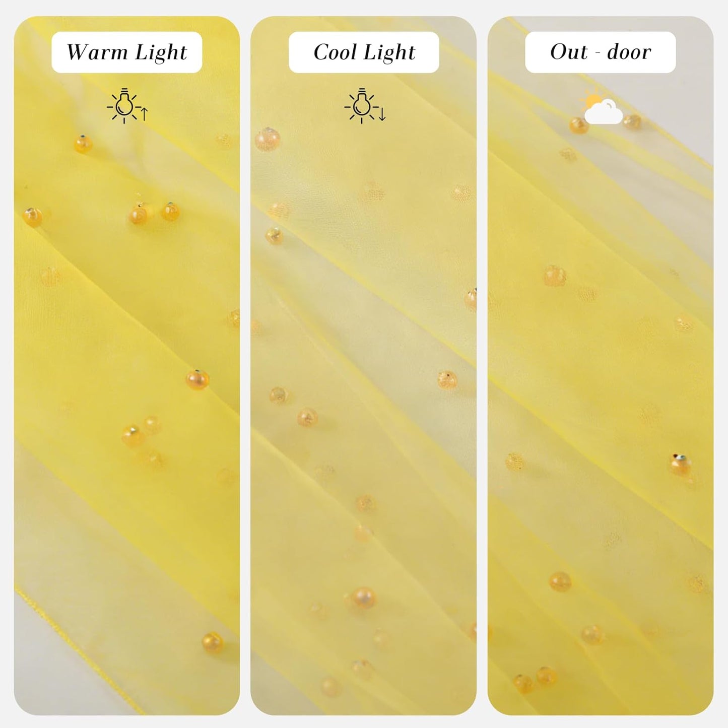 Yellow Pearl Gauze Table Runner 120 Inch 10FT, Sheer Table Decor for Wedding Birthday Baby Shower Home Party Holiday Decorations