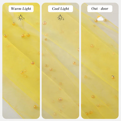 Yellow Pearl Gauze Table Runner 120 Inch 10FT, Sheer Table Decor for Wedding Birthday Baby Shower Home Party Holiday Decorations