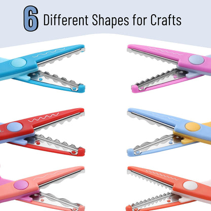 Craft Scissors Decorative Edge, 6 Pack, Bright Zig Zag Scissors | for Crafting, Scrapbooking, Fancy Pattern Design