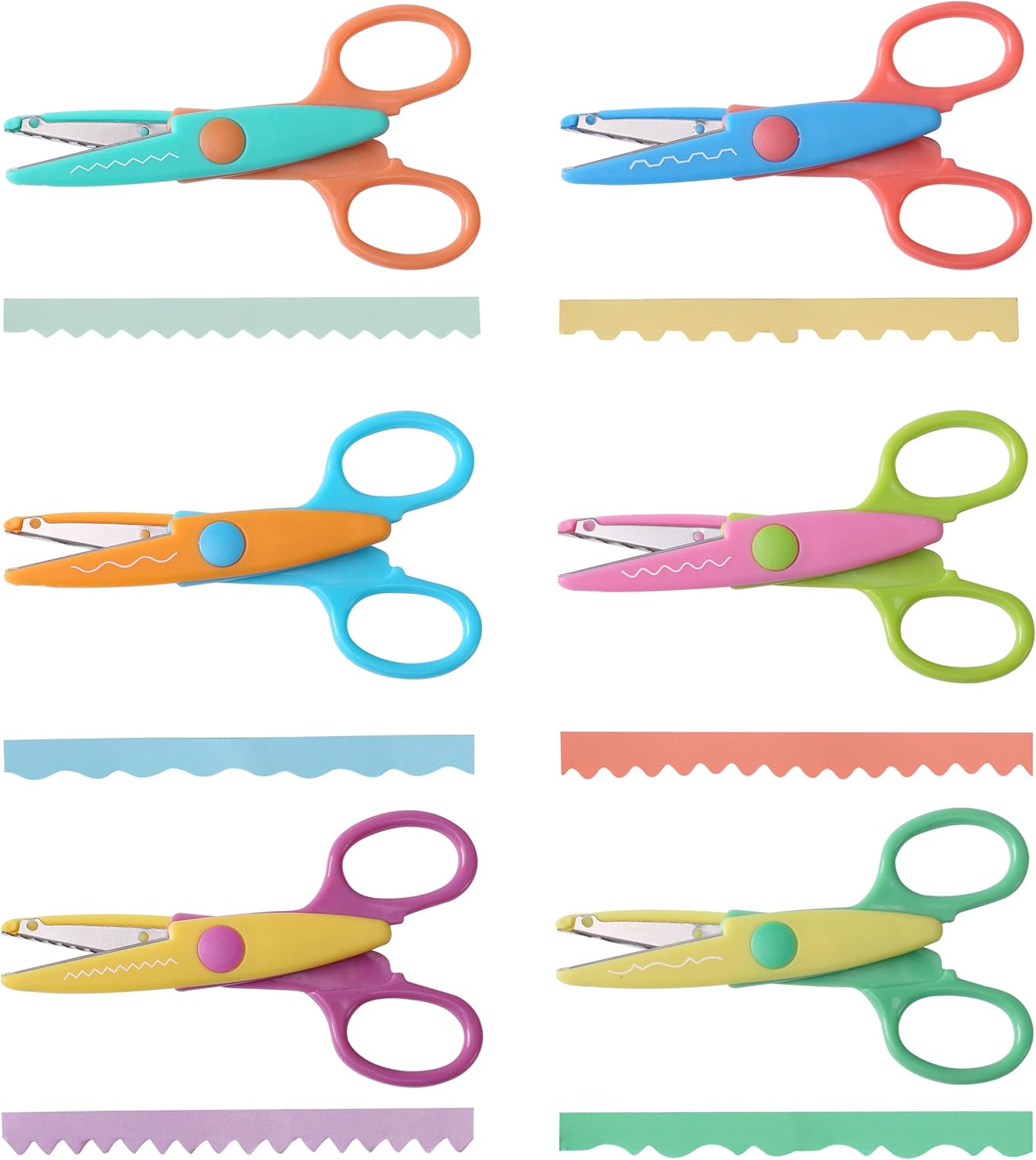 Craft Scissors Decorative Edge, 6 Pack, Bright Zig Zag Scissors | for Crafting, Scrapbooking, Fancy Pattern Design