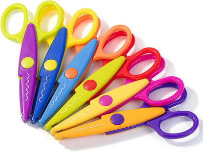 Craft Scissors Decorative Edge, 6 Pack, Bright Zig Zag Scissors | for Crafting, Scrapbooking, Fancy Pattern Design