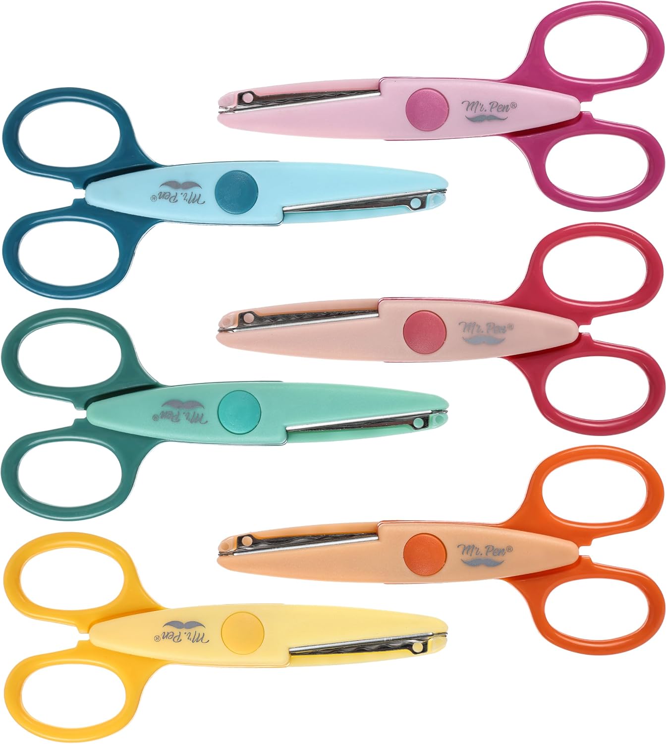 Craft Scissors Decorative Edge, 6 Pack, Bright Zig Zag Scissors | for Crafting, Scrapbooking, Fancy Pattern Design