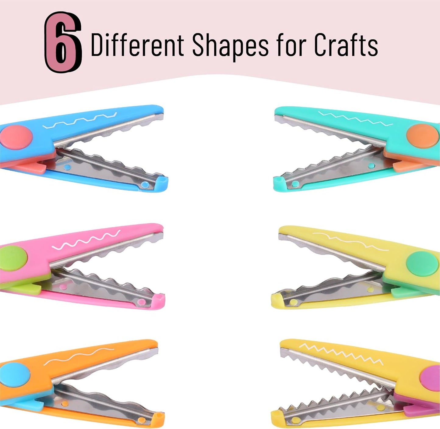 Craft Scissors Decorative Edge, 6 Pack, Bright Zig Zag Scissors | for Crafting, Scrapbooking, Fancy Pattern Design
