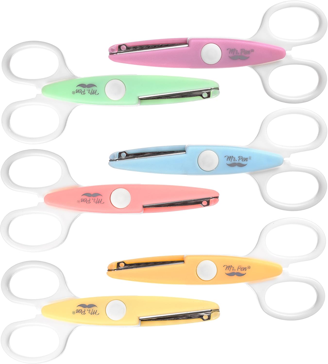 Craft Scissors Decorative Edge, 6 Pack, Bright Zig Zag Scissors | for Crafting, Scrapbooking, Fancy Pattern Design