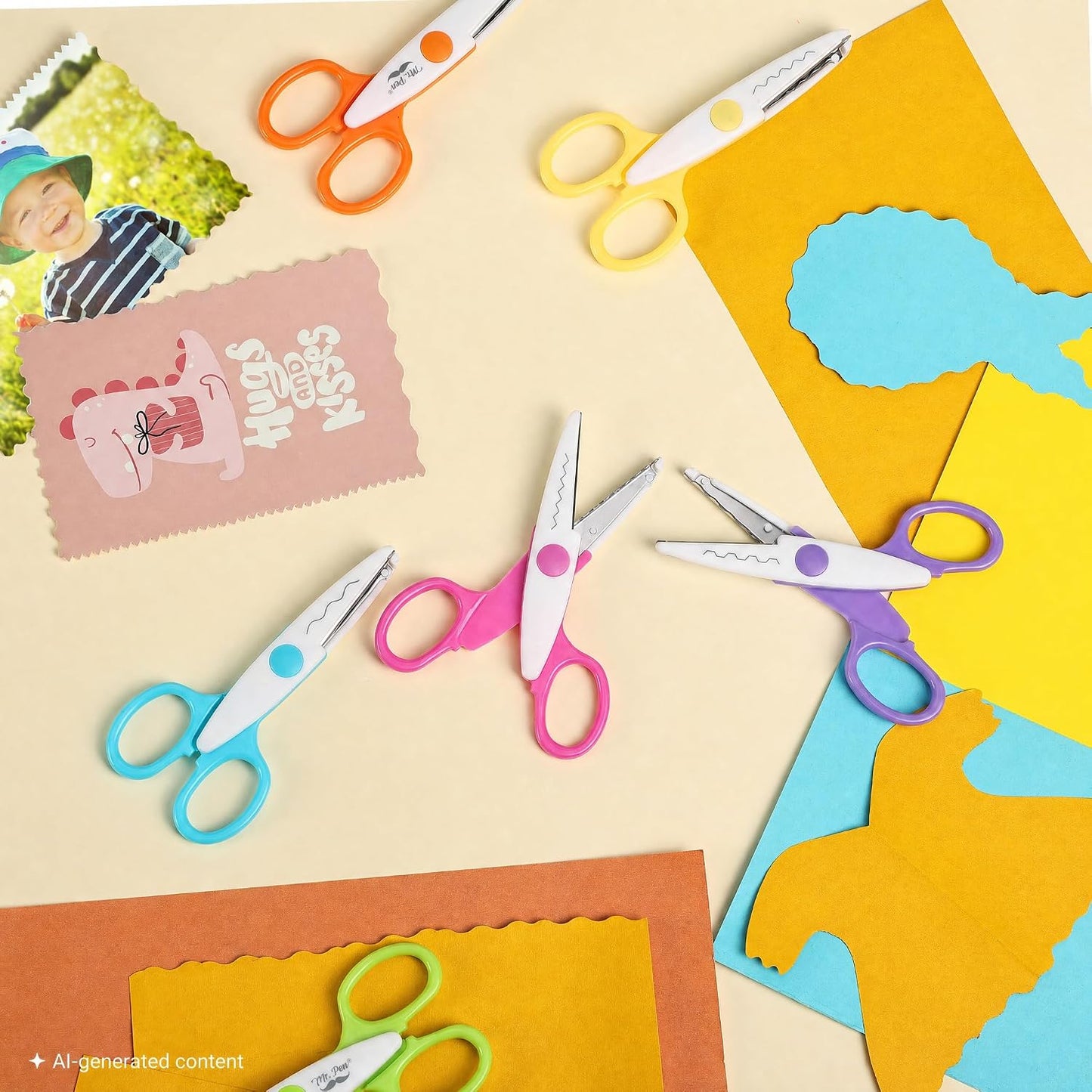 Craft Scissors Decorative Edge, 6 Pack, Bright Zig Zag Scissors | for Crafting, Scrapbooking, Fancy Pattern Design