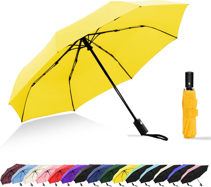 Windproof Travel Umbrella, Automatic Compact Folding Umbrella, Small Travel Size Umbrella for Rain, Backpack & Everyday Carry