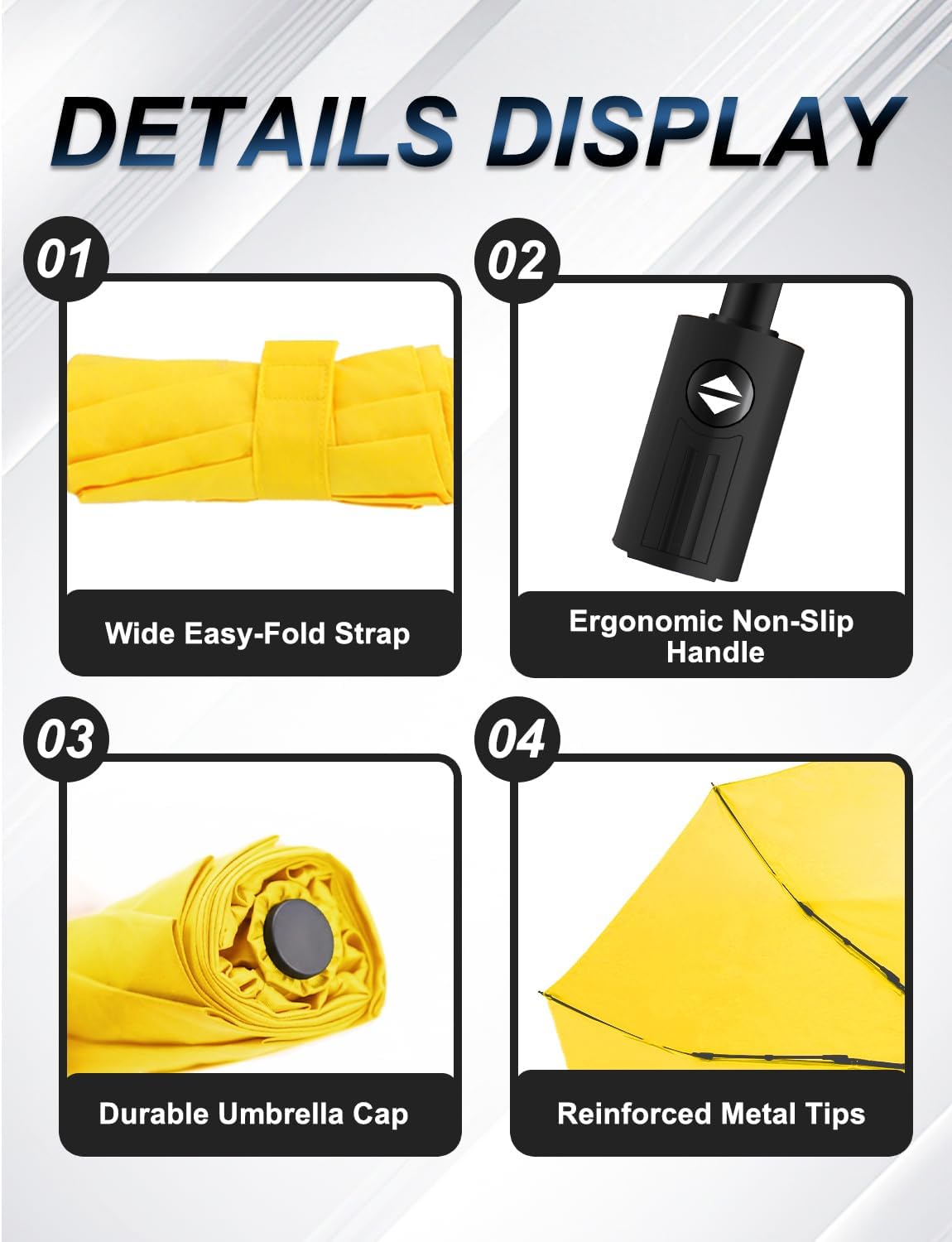 Windproof Travel Umbrella, Automatic Compact Folding Umbrella, Small Travel Size Umbrella for Rain, Backpack & Everyday Carry