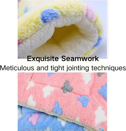 Bunny Bed Mat Washable, Rabbit Winter Bed Pad for Indoor, Warm Small Animal Bed Mattress, Fleece Sleeping Pad for Bunny, Rat, Hedgehog, Sugar Glider, Chinchilla (Yellow)