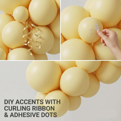104pcs Pastel Yellow Balloon Garland Arch Kit, 18 12 10 5 Inch | Different Sizes Matte Macaron Light Yellow Balloon for Daisy Sunshine Baby Shower Gender Reveal Birthday Decorations