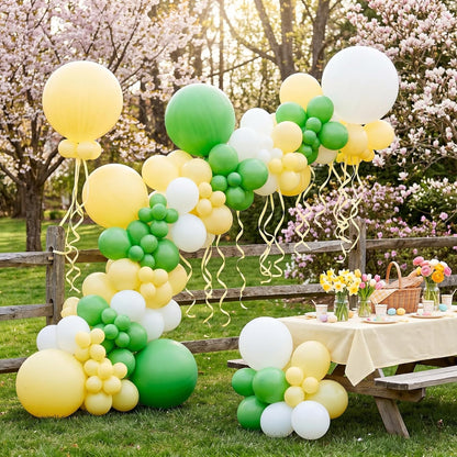 104pcs Pastel Yellow Balloon Garland Arch Kit, 18 12 10 5 Inch | Different Sizes Matte Macaron Light Yellow Balloon for Daisy Sunshine Baby Shower Gender Reveal Birthday Decorations