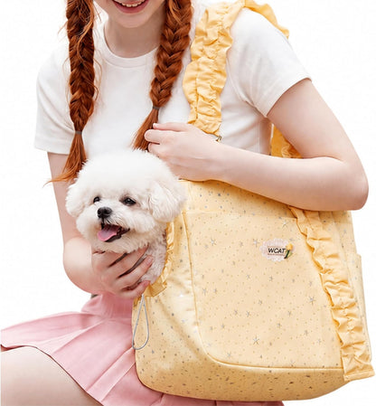 Dog Purse Carrier for Small Dogs and Cats, Soft-Sided Pet Tote Bag with Head-Out Opening Adjustable Straps, Lightweight Travel Carrier for Puppies and Kittens (Yellow,Large)