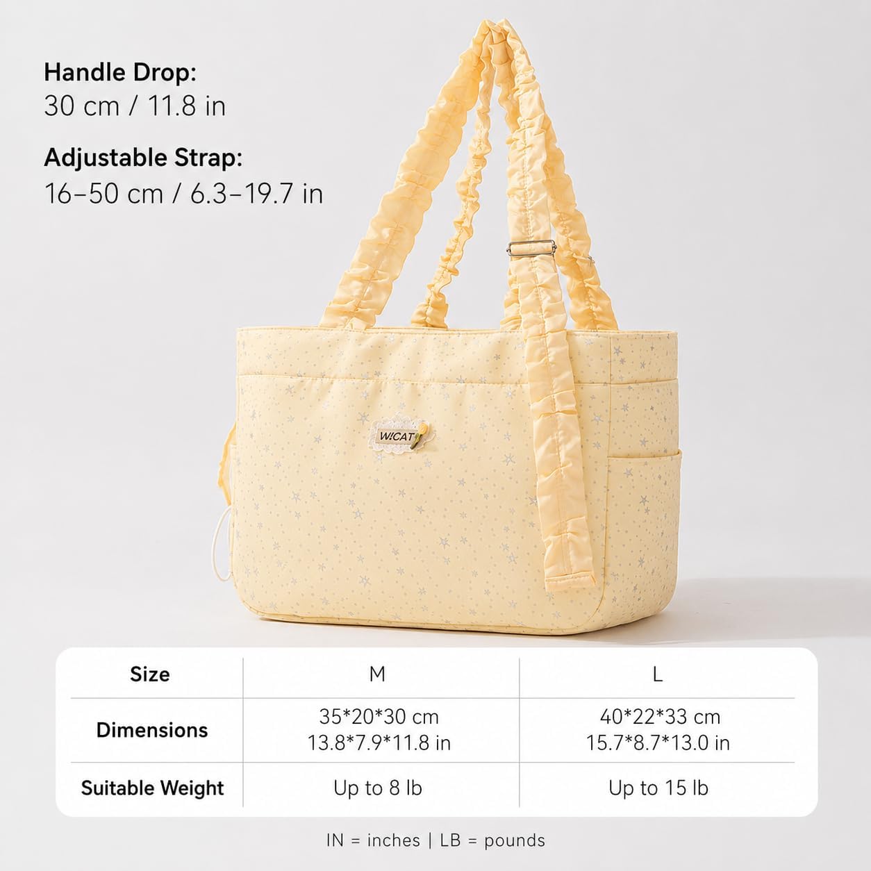 Dog Purse Carrier for Small Dogs and Cats, Soft-Sided Pet Tote Bag with Head-Out Opening Adjustable Straps, Lightweight Travel Carrier for Puppies and Kittens (Yellow,Large)