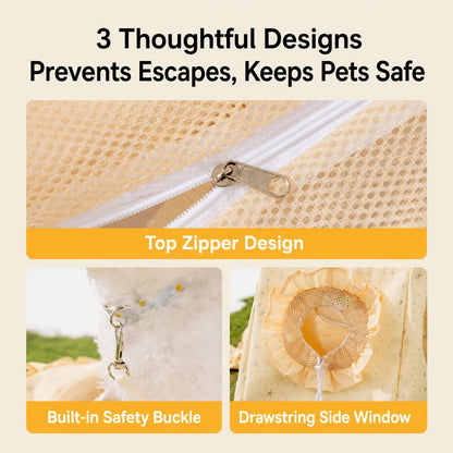 Dog Purse Carrier for Small Dogs and Cats, Soft-Sided Pet Tote Bag with Head-Out Opening Adjustable Straps, Lightweight Travel Carrier for Puppies and Kittens (Yellow,Large)