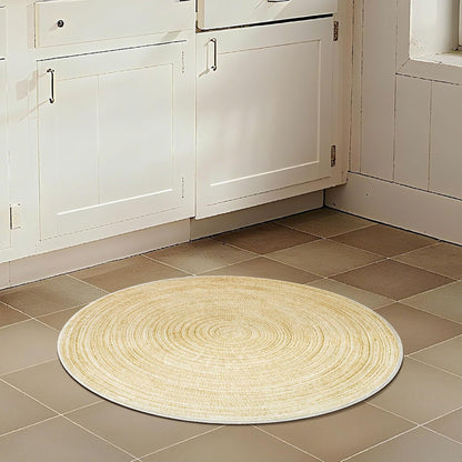 Imitation Jute Low Pile Round Rug Area Rug Washable Non-Slip Circle Rug Soft Plush Touch Circle Rugs Round for Kitchen Bathroom Living Bedroom Nursery, Carpet 2ft /24 inch/61 cm Yellow