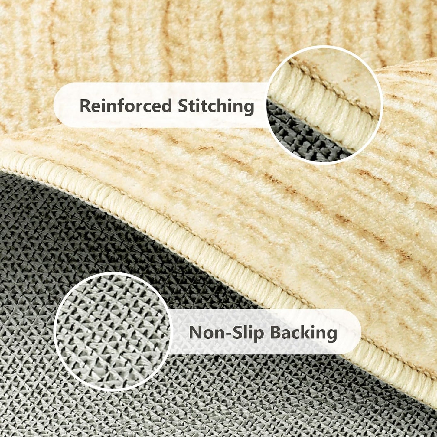 Imitation Jute Low Pile Round Rug Area Rug Washable Non-Slip Circle Rug Soft Plush Touch Circle Rugs Round for Kitchen Bathroom Living Bedroom Nursery, Carpet 2ft /24 inch/61 cm Yellow