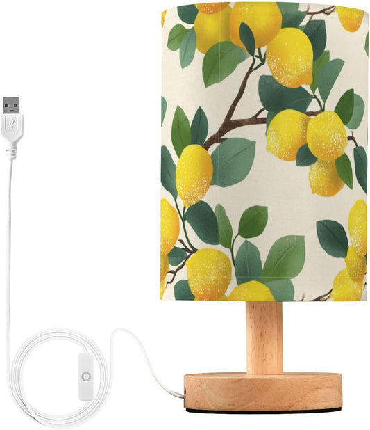 Bedside Table Lamp Lemon Yellow Citrus Fruits (91) Kids Nightstand Lamp Night Light Fabric Shade for Bedroom Living Room Home Office