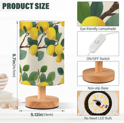 Bedside Table Lamp Lemon Yellow Citrus Fruits (91) Kids Nightstand Lamp Night Light Fabric Shade for Bedroom Living Room Home Office
