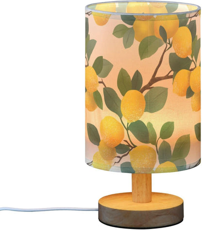 Bedside Table Lamp Lemon Yellow Citrus Fruits (91) Kids Nightstand Lamp Night Light Fabric Shade for Bedroom Living Room Home Office