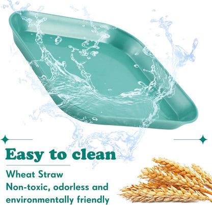 12 Pieces Beard Fatigue Relief Cat Bowl 6 Inch Shallow Cat Food Dish Square Wet Feeding Bowl Wide and Small Plate for Kitten and Short Legged Kitten Wheat Straw(Classic)