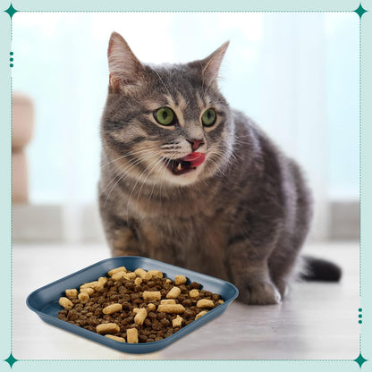 12 Pieces Beard Fatigue Relief Cat Bowl 6 Inch Shallow Cat Food Dish Square Wet Feeding Bowl Wide and Small Plate for Kitten and Short Legged Kitten Wheat Straw(Classic)