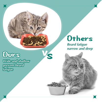 12 Pieces Beard Fatigue Relief Cat Bowl 6 Inch Shallow Cat Food Dish Square Wet Feeding Bowl Wide and Small Plate for Kitten and Short Legged Kitten Wheat Straw(Classic)