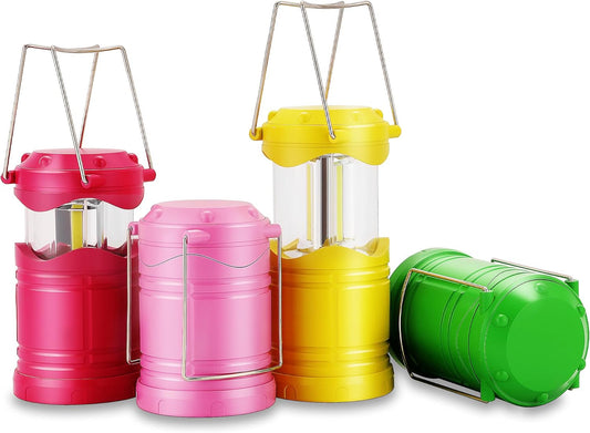 LED Camping Lantern, 4 Pack Battery Powered Flashlight for Power Outages, Portable Collapsible Hanging Light Essential for Home, Outdoor, Emergency Lamp Survival Kit Gear for Hurricane, C1