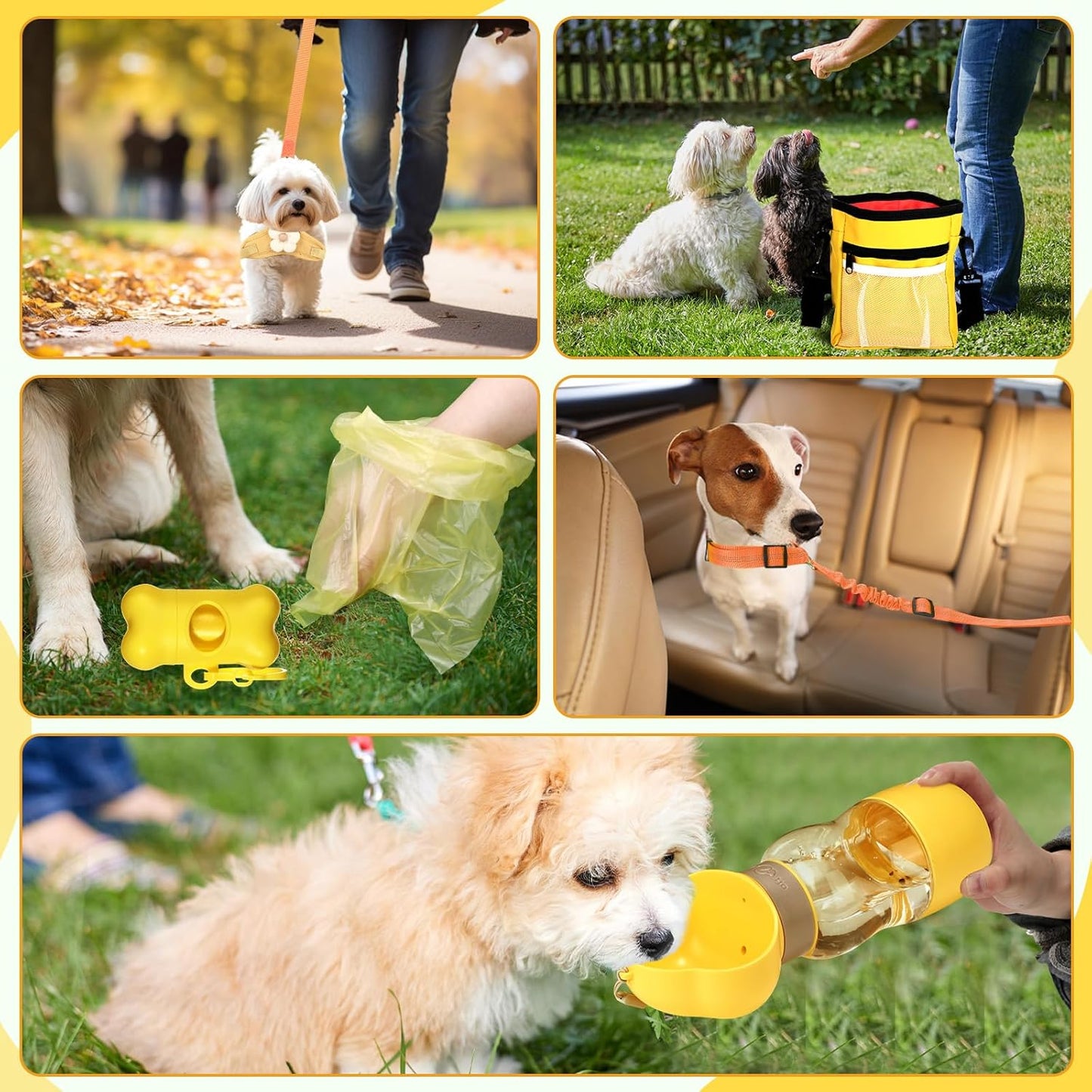 50 Pcs Puppy Supplies Starter Kit for Small Dogs Puppy Essentials Includes Leash, Bowls, Teeth Brushes, Water Bottle, and More Accessories for Dogs Pet Day Welcome Gift(Yellow)