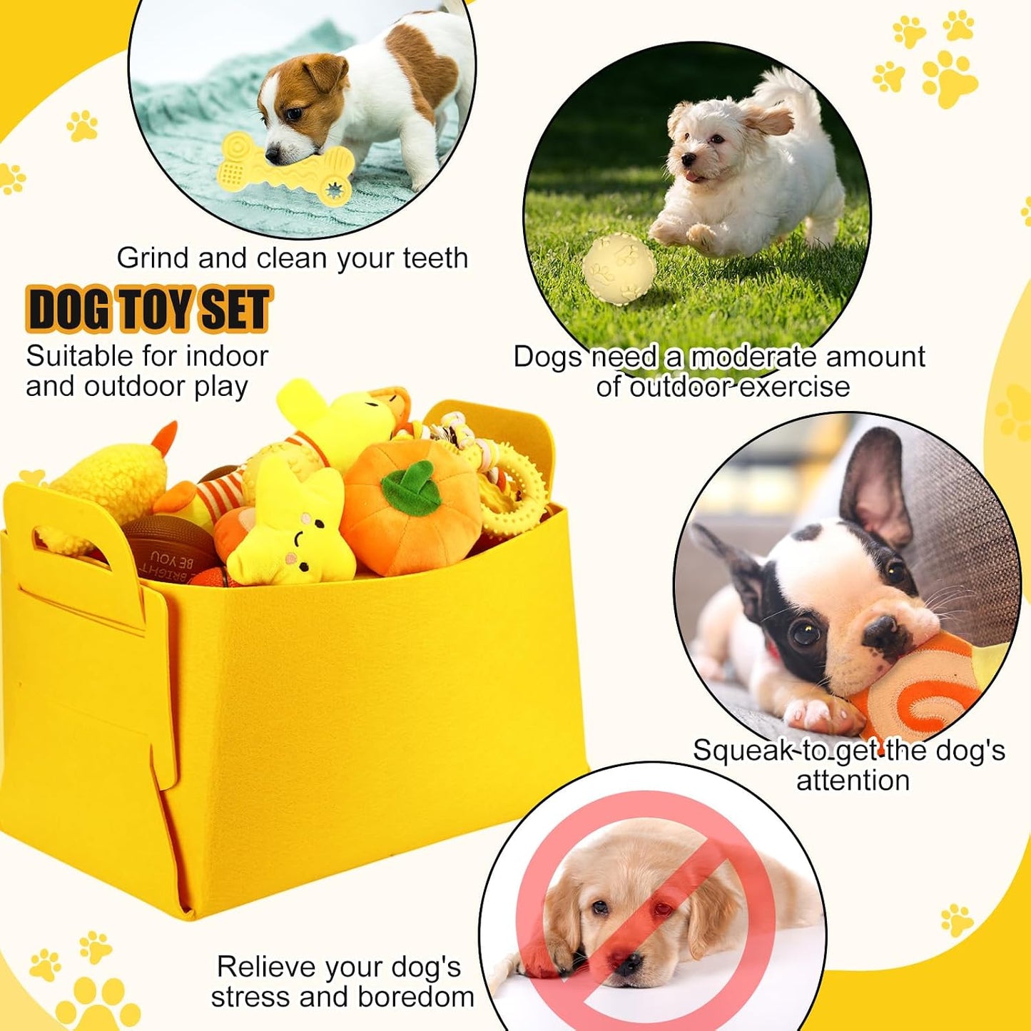 50 Pcs Puppy Supplies Starter Kit for Small Dogs Puppy Essentials Includes Leash, Bowls, Teeth Brushes, Water Bottle, and More Accessories for Dogs Pet Day Welcome Gift(Yellow)