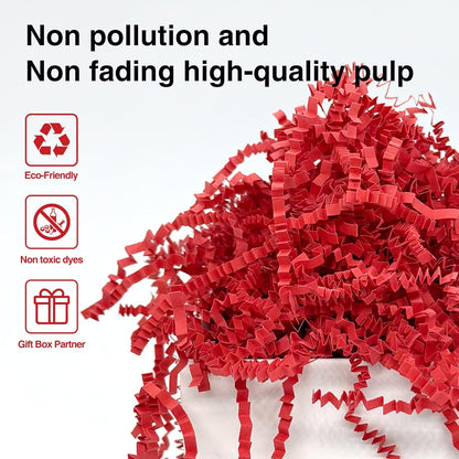 1LB Crinkle Cut Paper Shred Filler for Gift Box Bag and Basket On Holidays(Red)