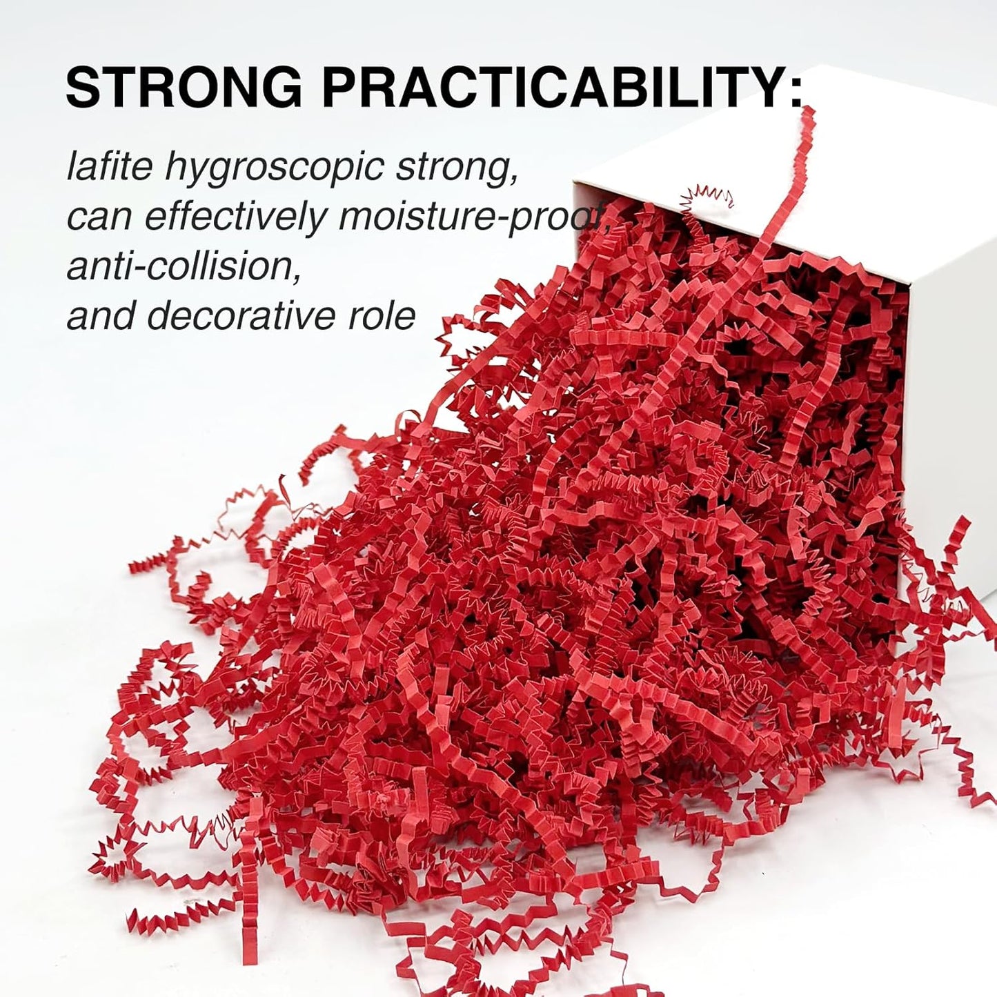 1LB Crinkle Cut Paper Shred Filler for Gift Box Bag and Basket On Holidays(Red)