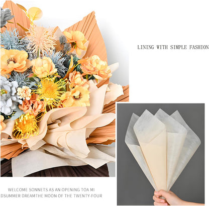 96 Sheets Tissue Flower Wrapping Paper Cotton Wrapping Flower Paper Withdrawable Lining Paper Non-woven Waterproof Floral Bouquet Wraps For Florist Packaging Arrangement (Cream White)