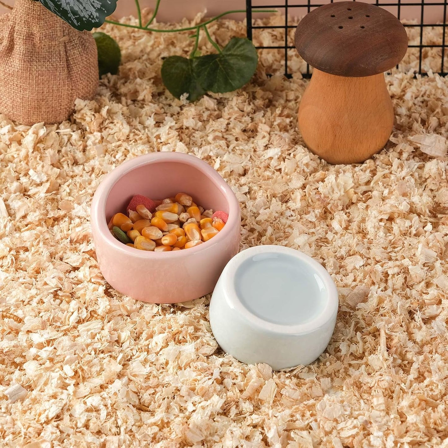 4 Pack Medium Hamster Food Bowl Ceramic Guinea Pig Food Dish No Spill Hamster Food and Water Bowl Small Animal Food Bowl for Chinchilla Hedgehog Hamster Gerbil - Pink Blue Yellow and Green