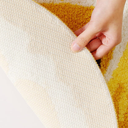 Playtime Cozy Lemon Cute Fruits Half Round Shaped Bedroom Bathroom Doorway Kitchen Floor Rug Carpet Water Absorption Non-Slip mat for Kid's Room (Light Yellow, 1'6" x 2'2" (Semicircular))