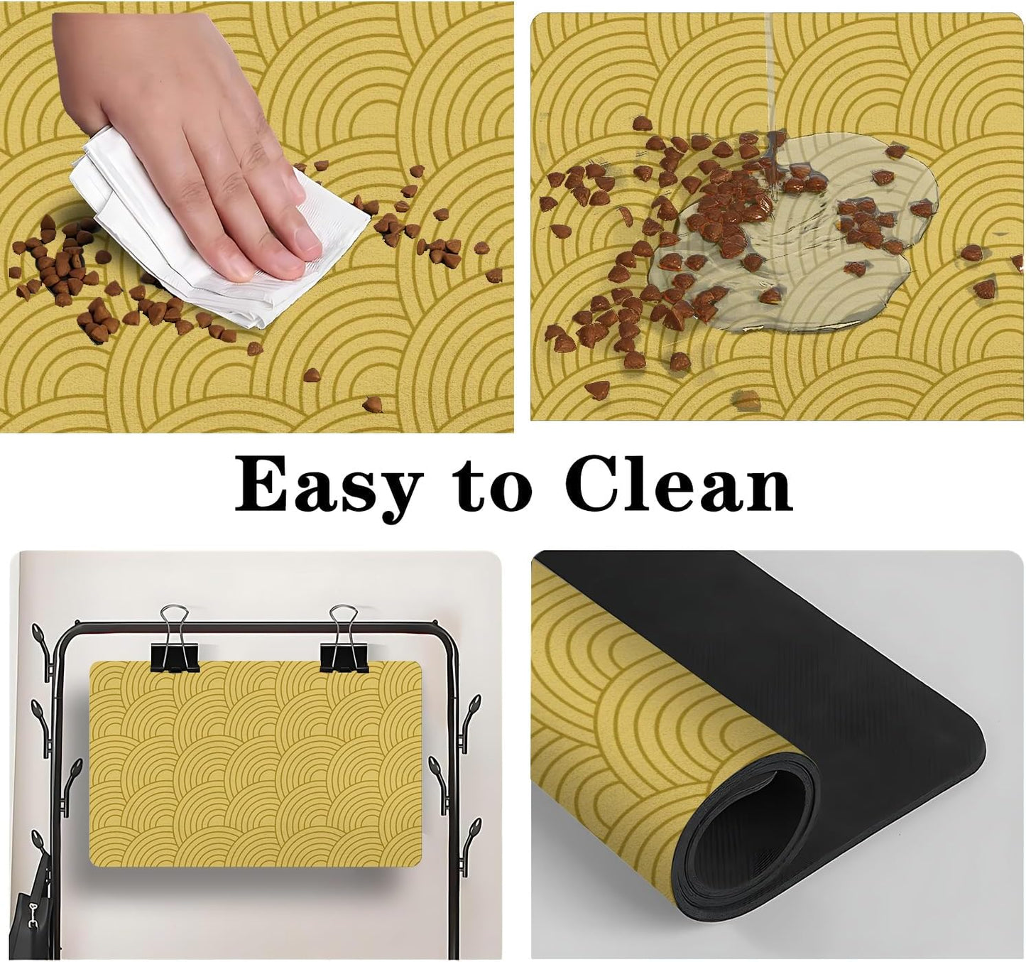 Dog Food Mat for Floors, Absorbent Pet Cat Food Bowl Mat, 16x24 in | Absorbent & Quick Drying Diatomite Pet Feeding Mat for Water Bowls, Anti-Fouling, Easy to Clean, Bohemia Style