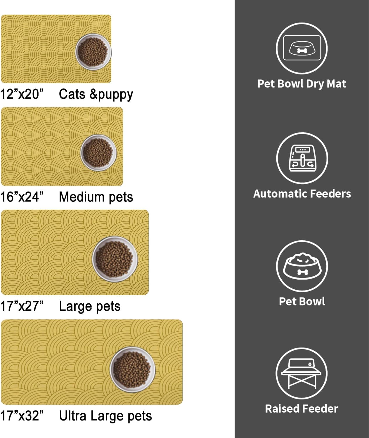 Dog Food Mat for Floors, Absorbent Pet Cat Food Bowl Mat, 16x24 in | Absorbent & Quick Drying Diatomite Pet Feeding Mat for Water Bowls, Anti-Fouling, Easy to Clean, Bohemia Style
