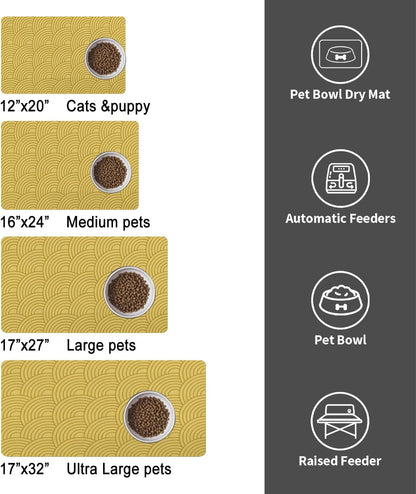 Dog Food Mat for Floors, Absorbent Pet Cat Food Bowl Mat, 16x24 in | Absorbent & Quick Drying Diatomite Pet Feeding Mat for Water Bowls, Anti-Fouling, Easy to Clean, Bohemia Style
