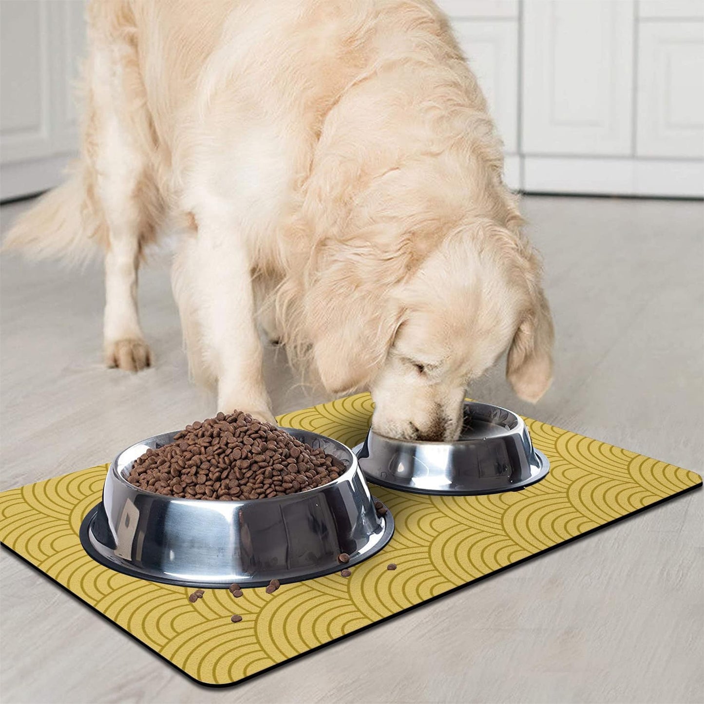 Dog Food Mat for Floors, Absorbent Pet Cat Food Bowl Mat, 16x24 in | Absorbent & Quick Drying Diatomite Pet Feeding Mat for Water Bowls, Anti-Fouling, Easy to Clean, Bohemia Style