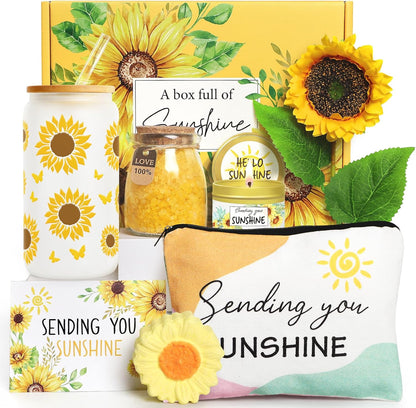 Birthday Gifts for Women Sunflower Gifts Get Well Soon, Sending Sunshine Gift Baskets, Self Care Spa Mothers Day Gift for Women Her Mom Best Friends Sister
