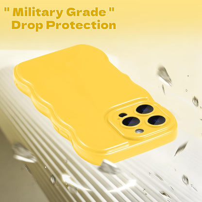 for iPhone 16 Pro Max Case, Soft Wave Wavy Frame,Lemon Yellow | Simple Wave Design Wavy Frame Soft Silicone Aesthetic Case for iPhone 16 Pro Max,Lemon Yellow